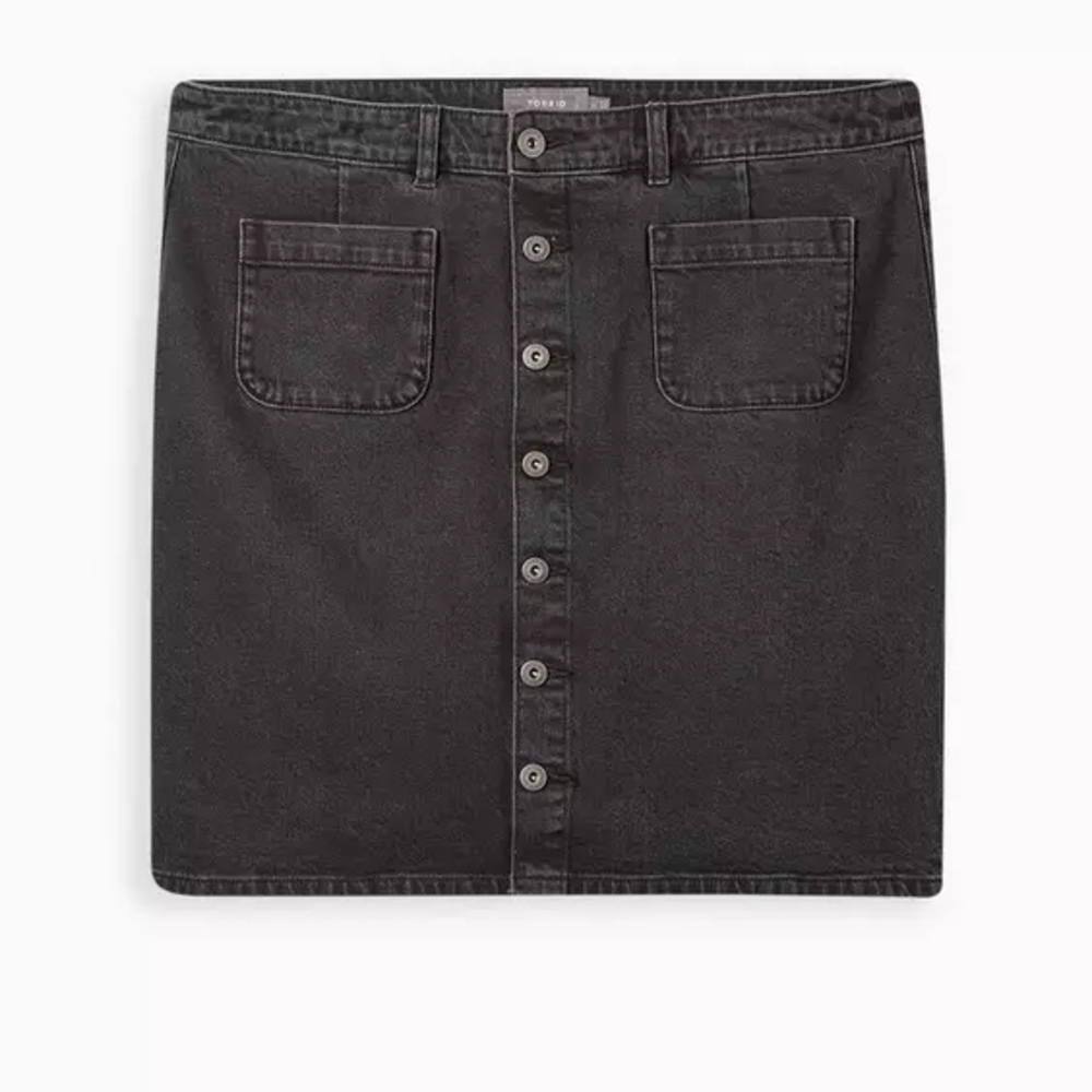 Torrid Charcoal Button-Front Mini Skirt